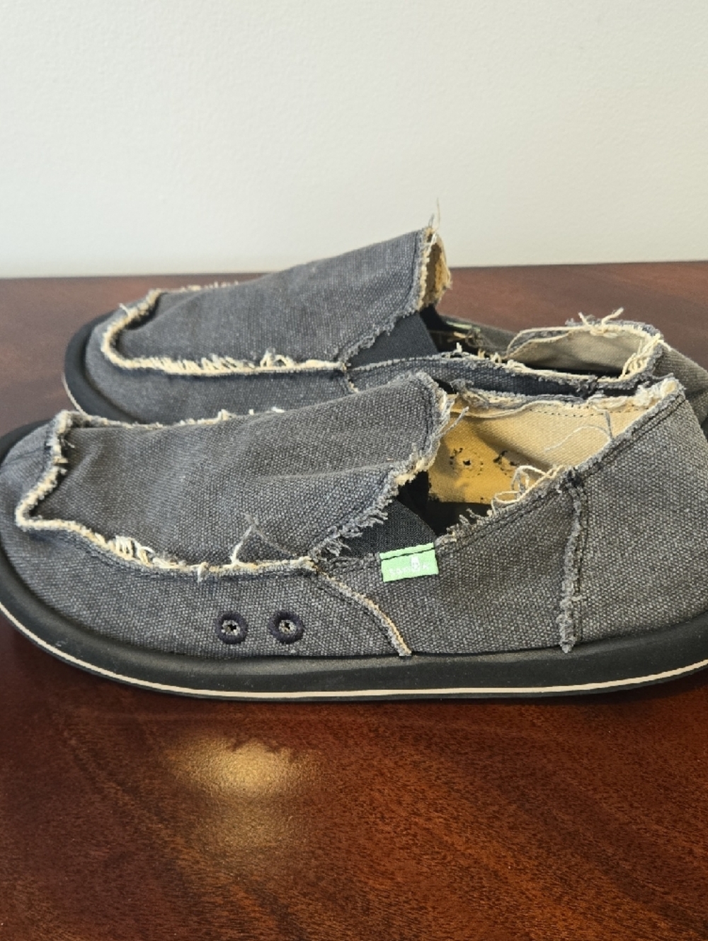 Sanuk Gray Canvas Slip-On Shoes - Picture 2 of 7